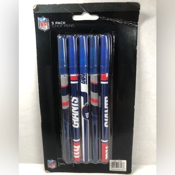 NFL New York Giants 5 pack Stick Pens NEW NWT - Picture 1 of 2
